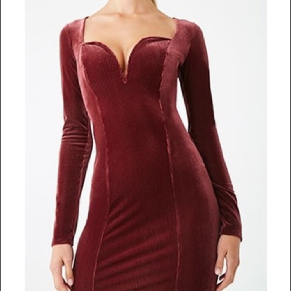 -NWT Forever 21 Maroon Velvet Cocktail Dress SizeS